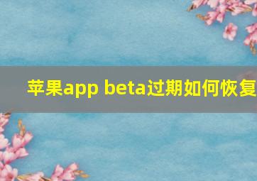 苹果app beta过期如何恢复